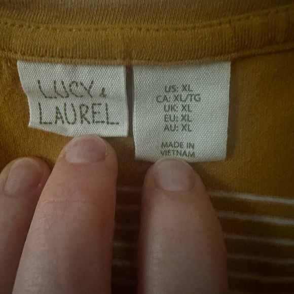 Cute T-Shirt Dress, Mustard Striped XL - Picture 4 of 4